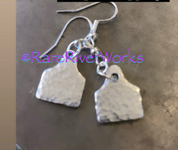 Tiny Cow Tag Earrings